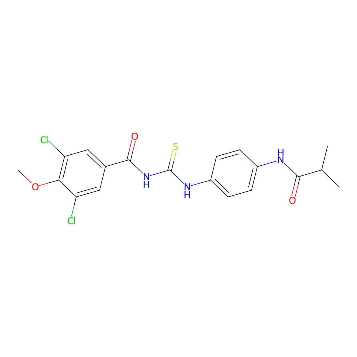 3,5-dichloro-4-methoxy-N-[[4-(2-methylpropanoylamino)phenyl]carbamothioyl]benzamide molecular structure, CAS 833441-75-1