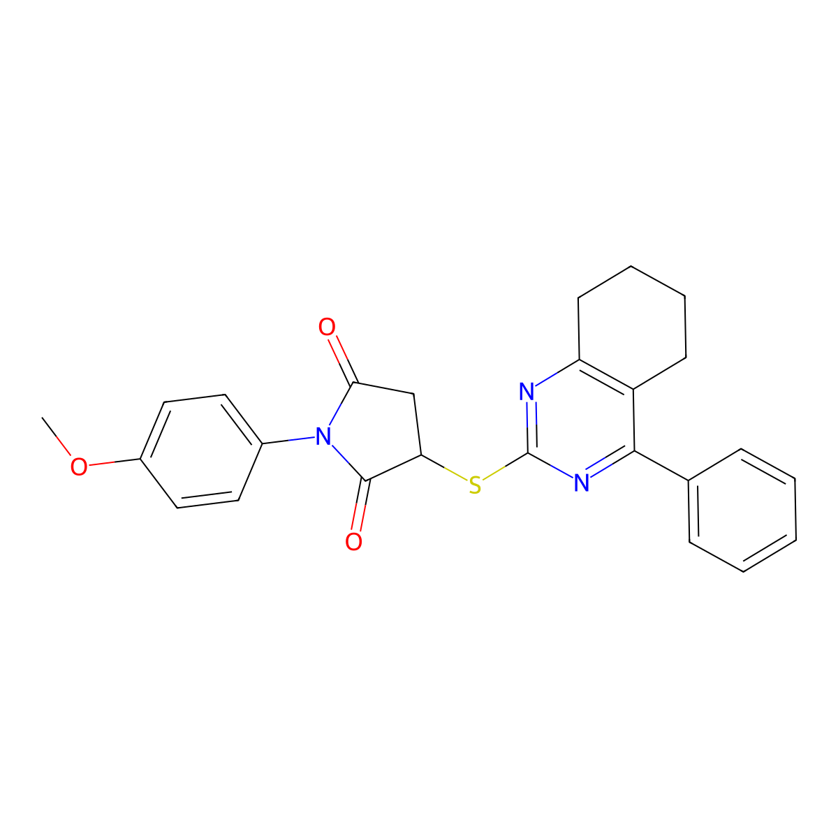 1-(4-Methoxyphenyl)-3-[(4-phenyl-5,6,7,8-tetrahydroquinazolin-2-yl)sulfanyl]pyrrolidine-2,5-dione molecular structure, CAS 833441-99-9