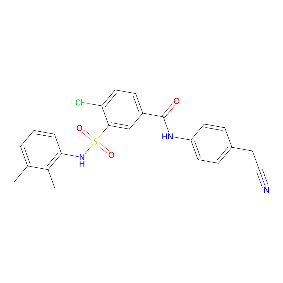 4-chloro-N-[4-(cyanomethyl)phenyl]-3-[(2,3-dimethylphenyl)sulfamoyl]benzamide molecular structure, CAS 833442-08-3