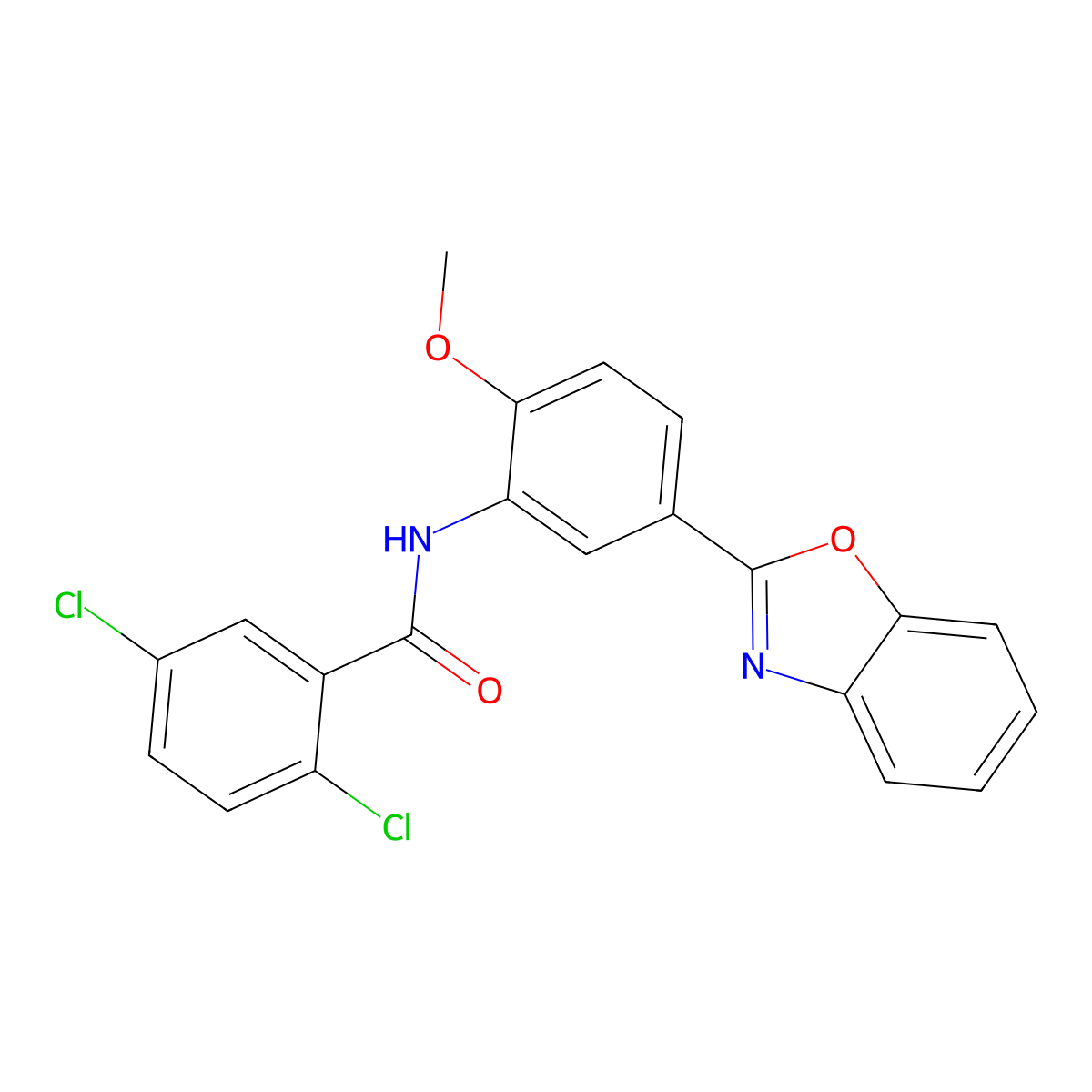 N-[5-(1,3-benzoxazol-2-yl)-2-methoxyphenyl]-2,5-dichlorobenzamide molecular structure, CAS 833442-32-3