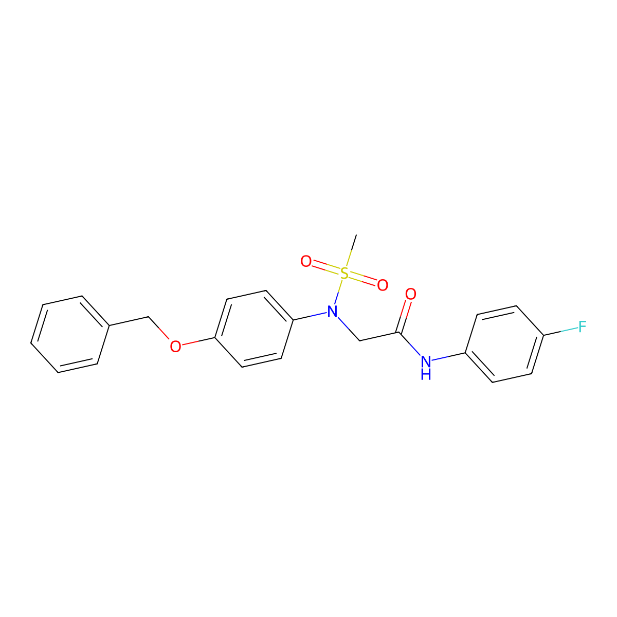 N-(4-fluorophenyl)-2-(N-methylsulfonyl-4-phenylmethoxyanilino)acetamide molecular structure, CAS 833442-33-4