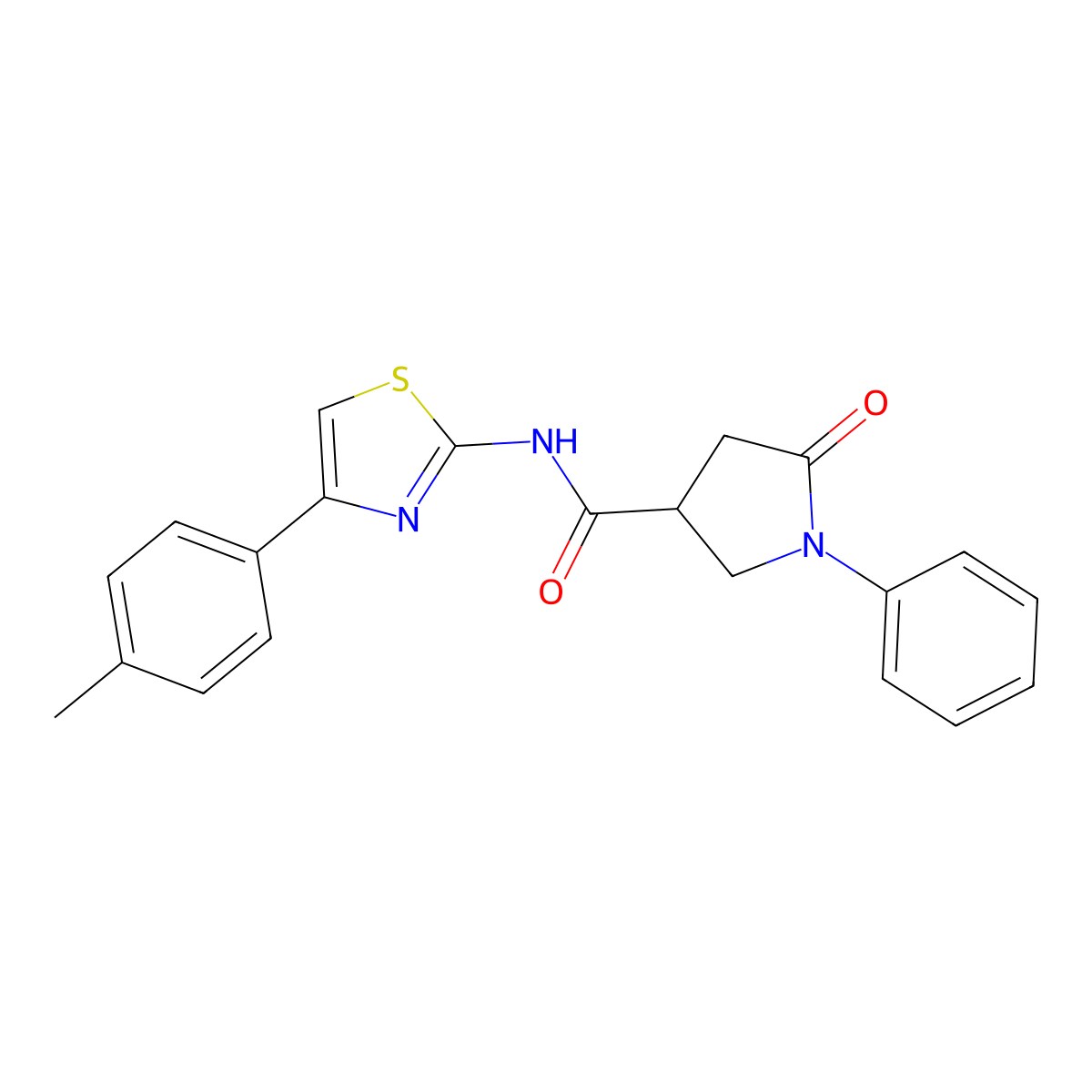 N-[4-(4-methylphenyl)-1,3-thiazol-2-yl]-5-oxo-1-phenylpyrrolidine-3-carboxamide molecular structure, CAS 833442-50-5