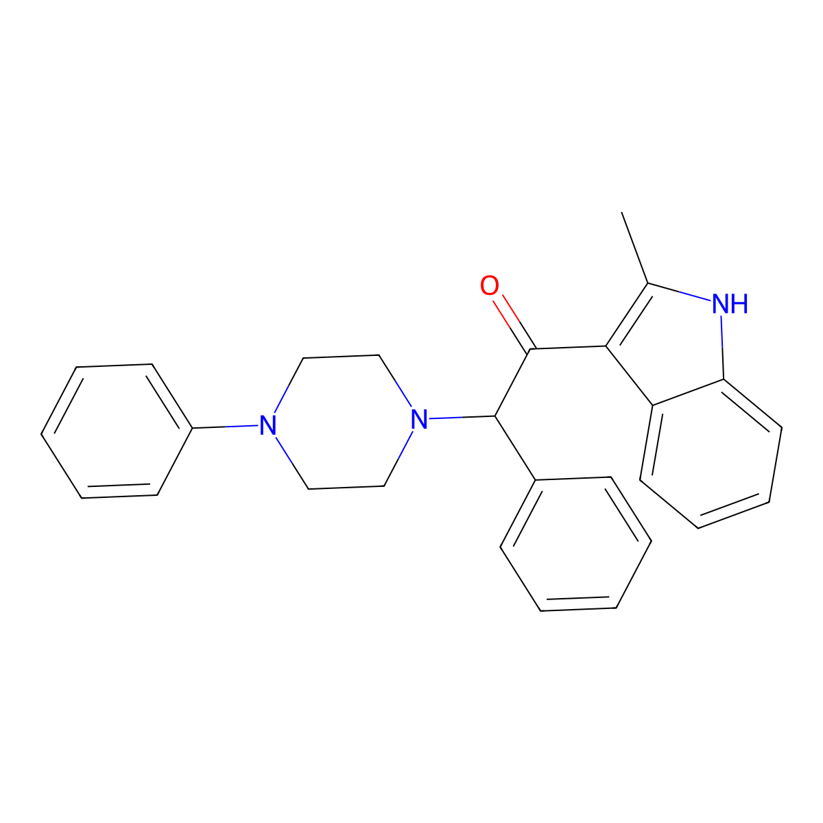 1-(2-methyl-1H-indol-3-yl)-2-phenyl-2-(4-phenylpiperazin-1-yl)ethanone molecular structure, CAS 833442-78-7