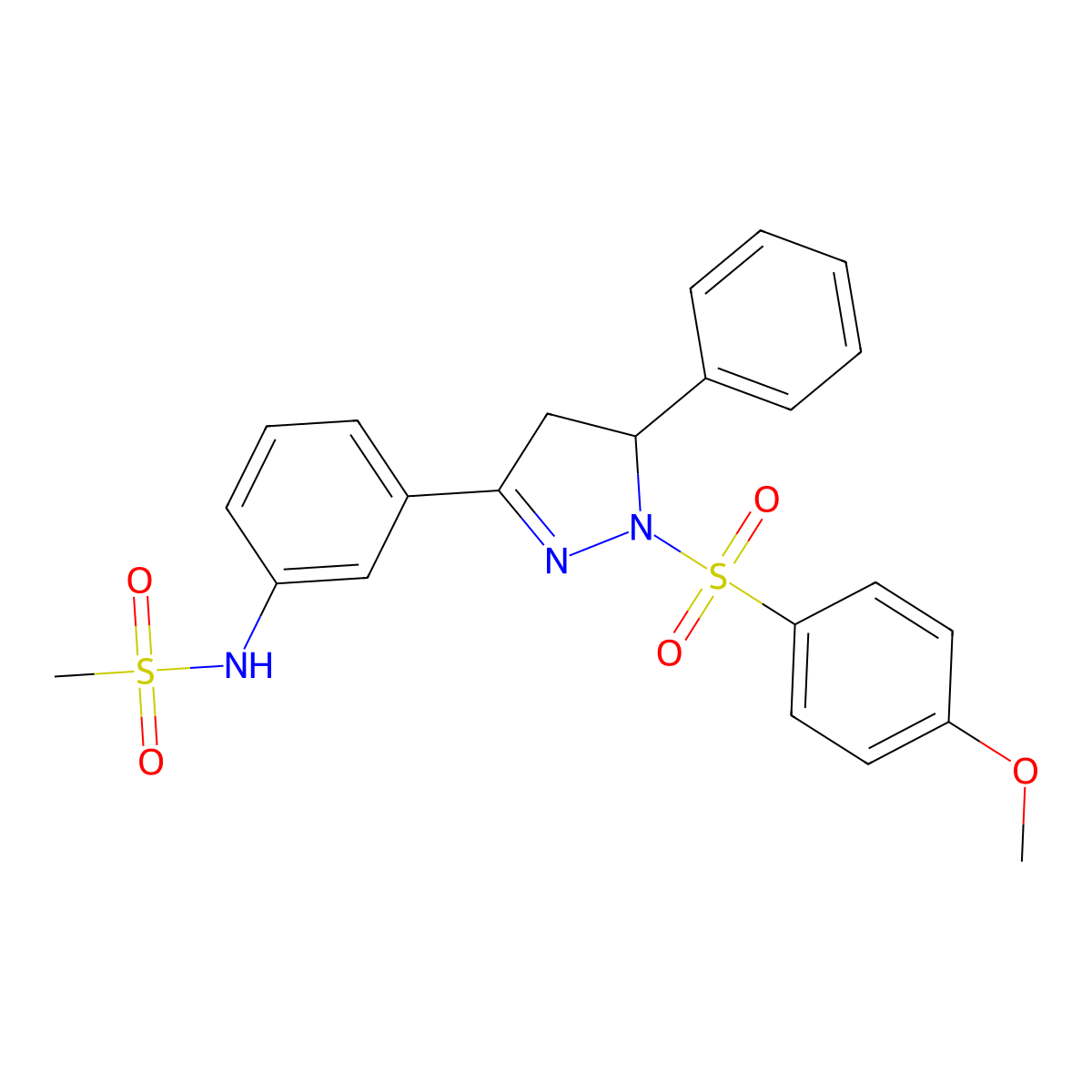N-(3-(1-((4-methoxyphenyl)sulfonyl)-5-phenyl-4,5-dihydro-1H-pyrazol-3-yl)phenyl)methanesulfonamide molecular structure, CAS 833442-91-4