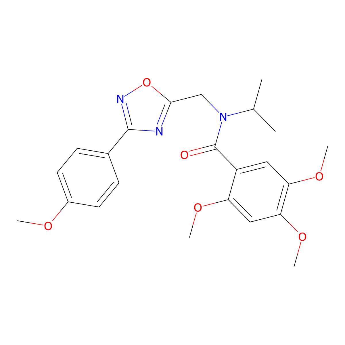 2,4,5-trimethoxy-N-[[3-(4-methoxyphenyl)-1,2,4-oxadiazol-5-yl]methyl]-N-propan-2-ylbenzamide molecular structure, CAS 833443-07-5
