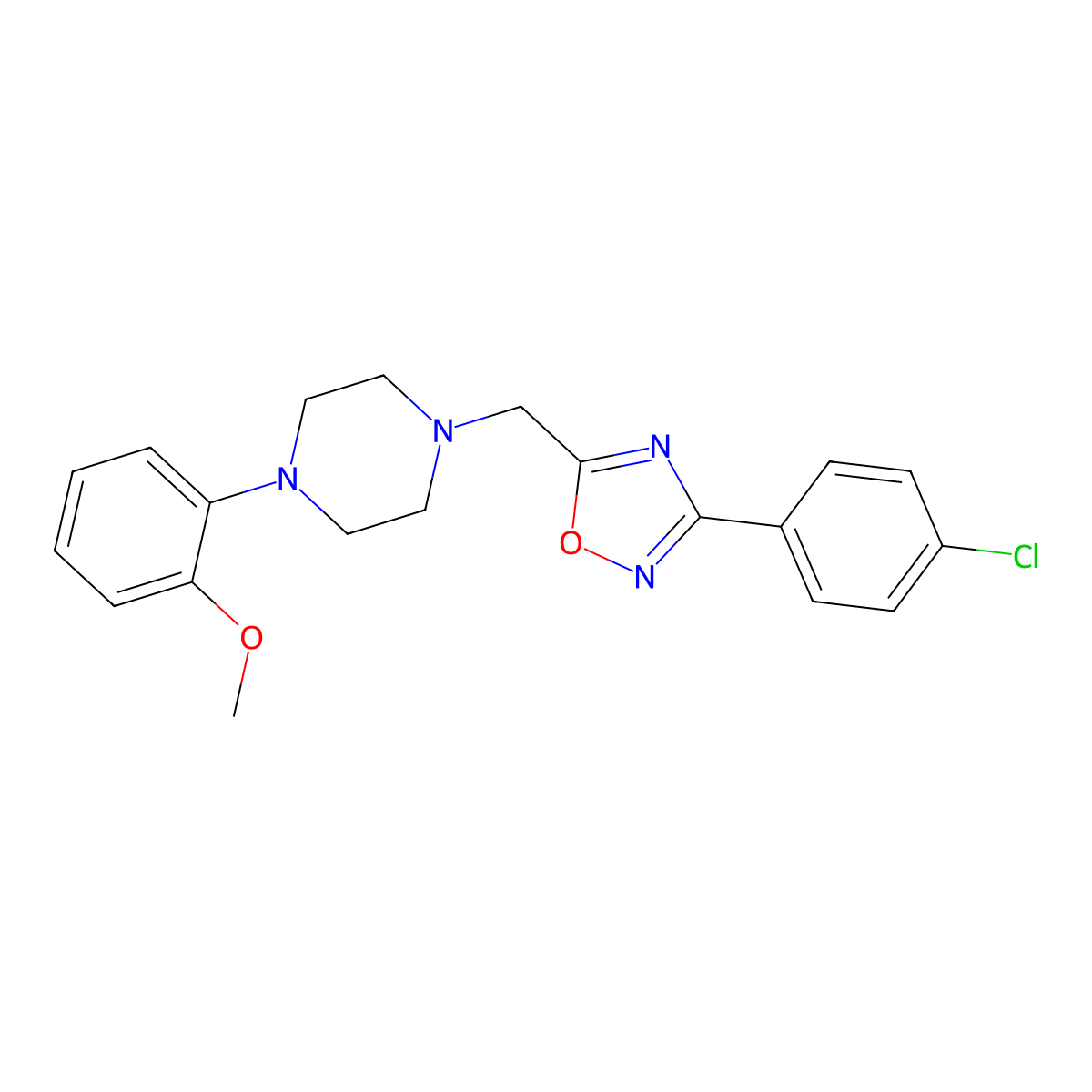 1-{[3-(4-Chlorophenyl)-1,2,4-oxadiazol-5-yl]methyl}-4-(2-methoxyphenyl)piperazine molecular structure, CAS 833443-16-6