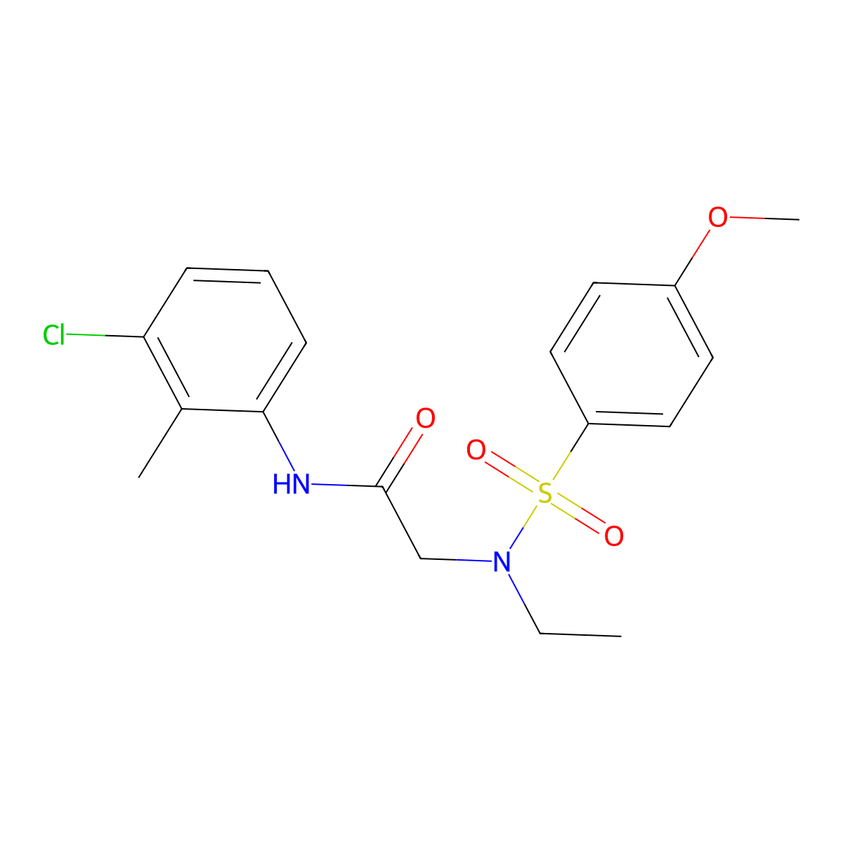 N-(3-chloro-2-methylphenyl)-2-[ethyl-(4-methoxyphenyl)sulfonylamino]acetamide molecular structure, CAS 833443-17-7