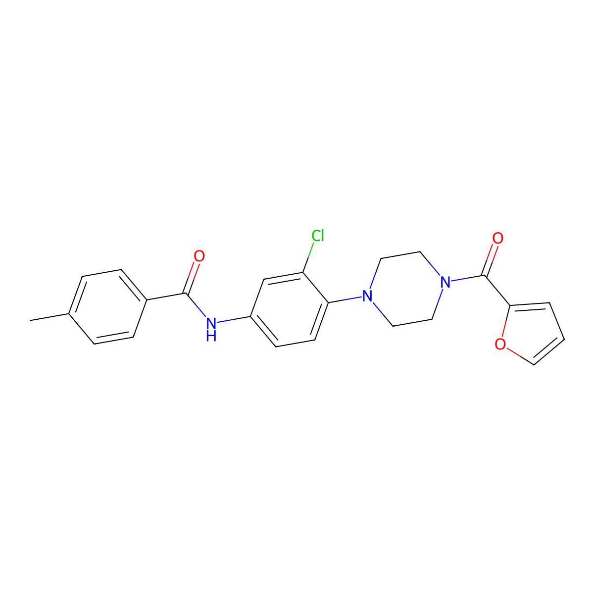 N-[3-chloro-4-[4-(furan-2-carbonyl)piperazin-1-yl]phenyl]-4-methylbenzamide molecular structure, CAS 833443-30-4