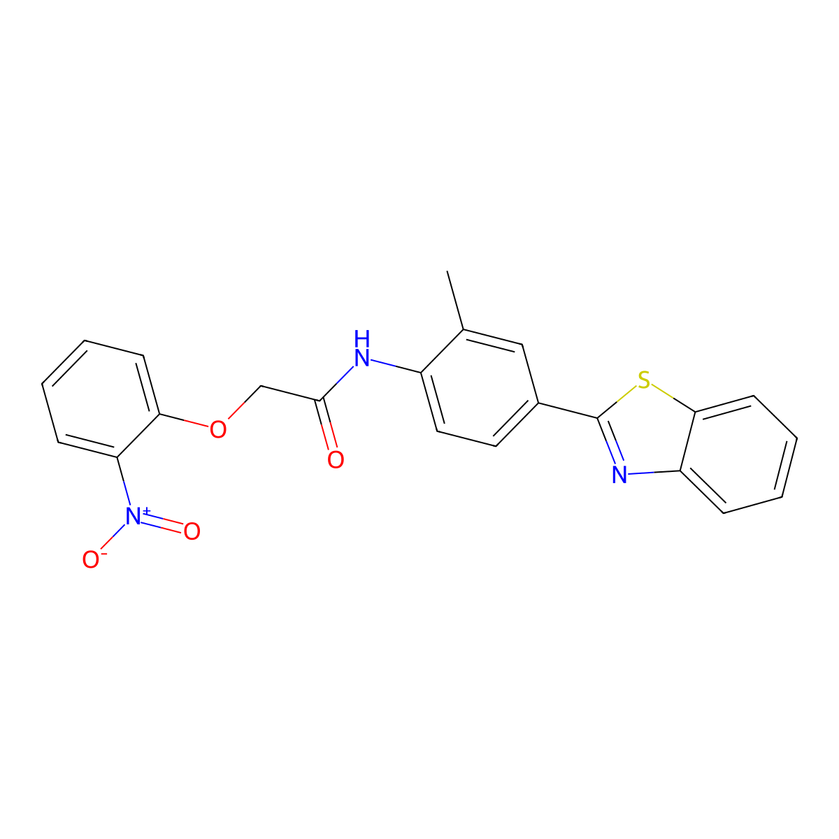 N-[4-(1,3-benzothiazol-2-yl)-2-methylphenyl]-2-(2-nitrophenoxy)acetamide molecular structure, CAS 833443-37-1