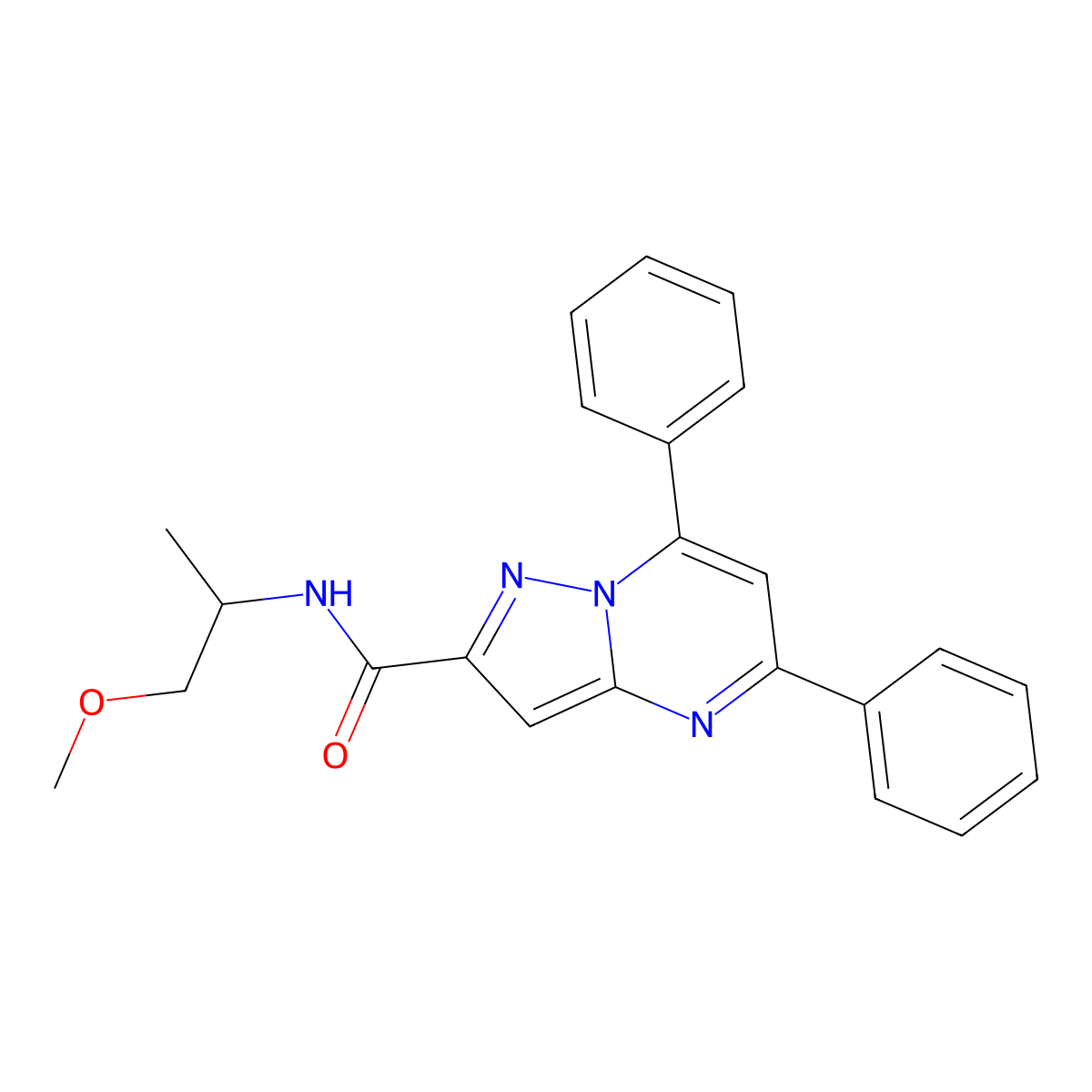 N-(1-methoxypropan-2-yl)-5,7-diphenylpyrazolo[1,5-a]pyrimidine-2-carboxamide molecular structure, CAS 833443-54-2