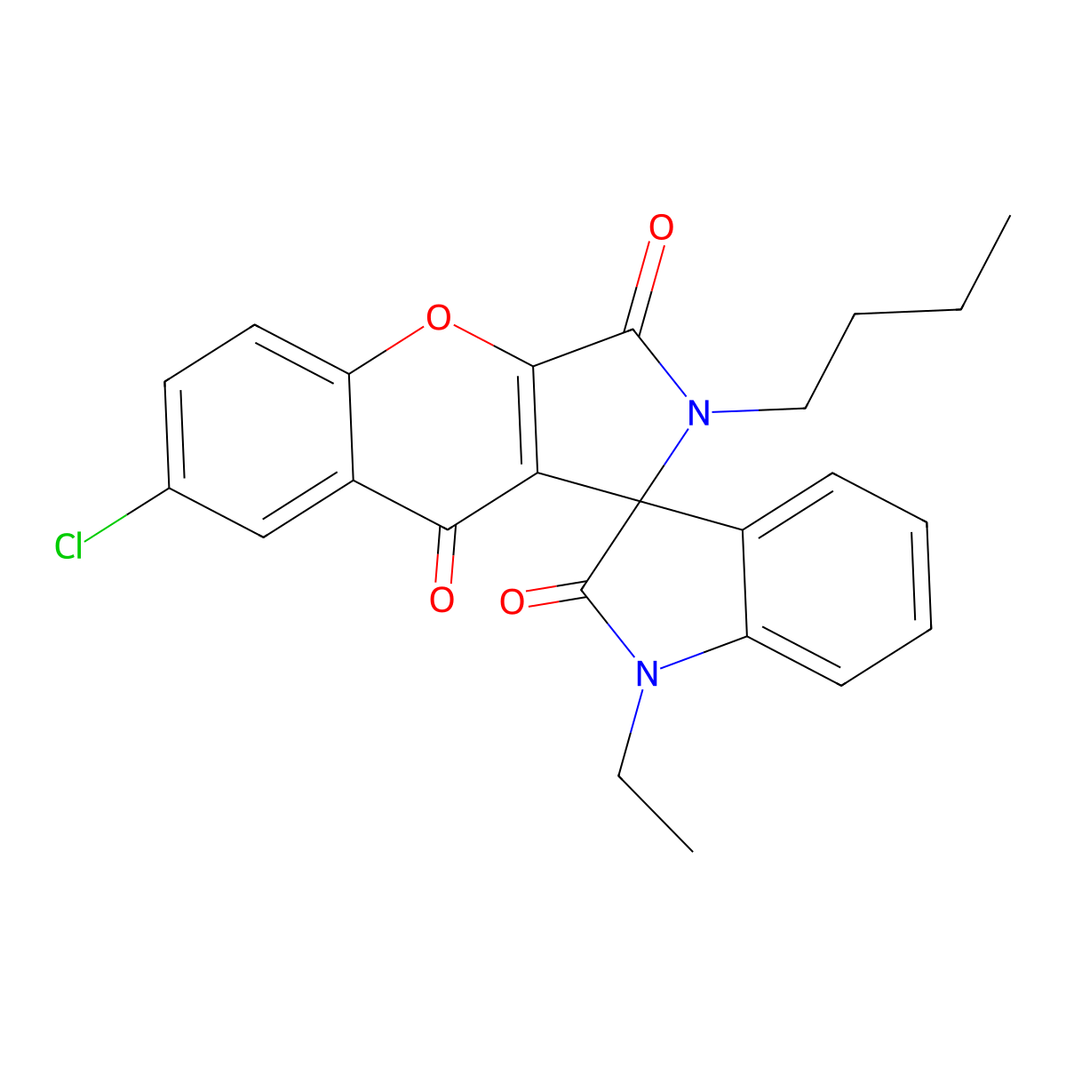 2-Butyl-7-chloro-1'-ethylspiro[chromeno[2,3-c]pyrrole-1,3'-indole]-2',3,9-trione molecular structure, CAS 833443-57-5