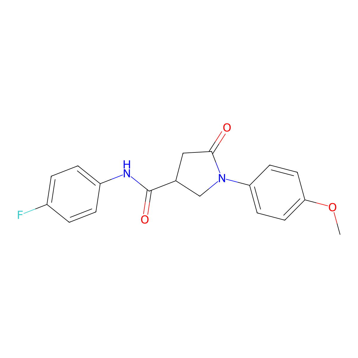 N-(4-fluorophenyl)-1-(4-methoxyphenyl)-5-oxopyrrolidine-3-carboxamide molecular structure, CAS 833443-62-2