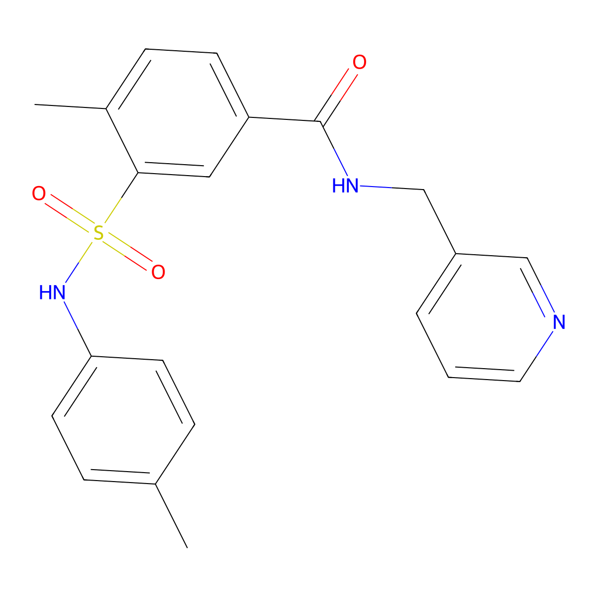 4-methyl-3-[(4-methylphenyl)sulfamoyl]-N-(pyridin-3-ylmethyl)benzamide molecular structure, CAS 833443-66-6
