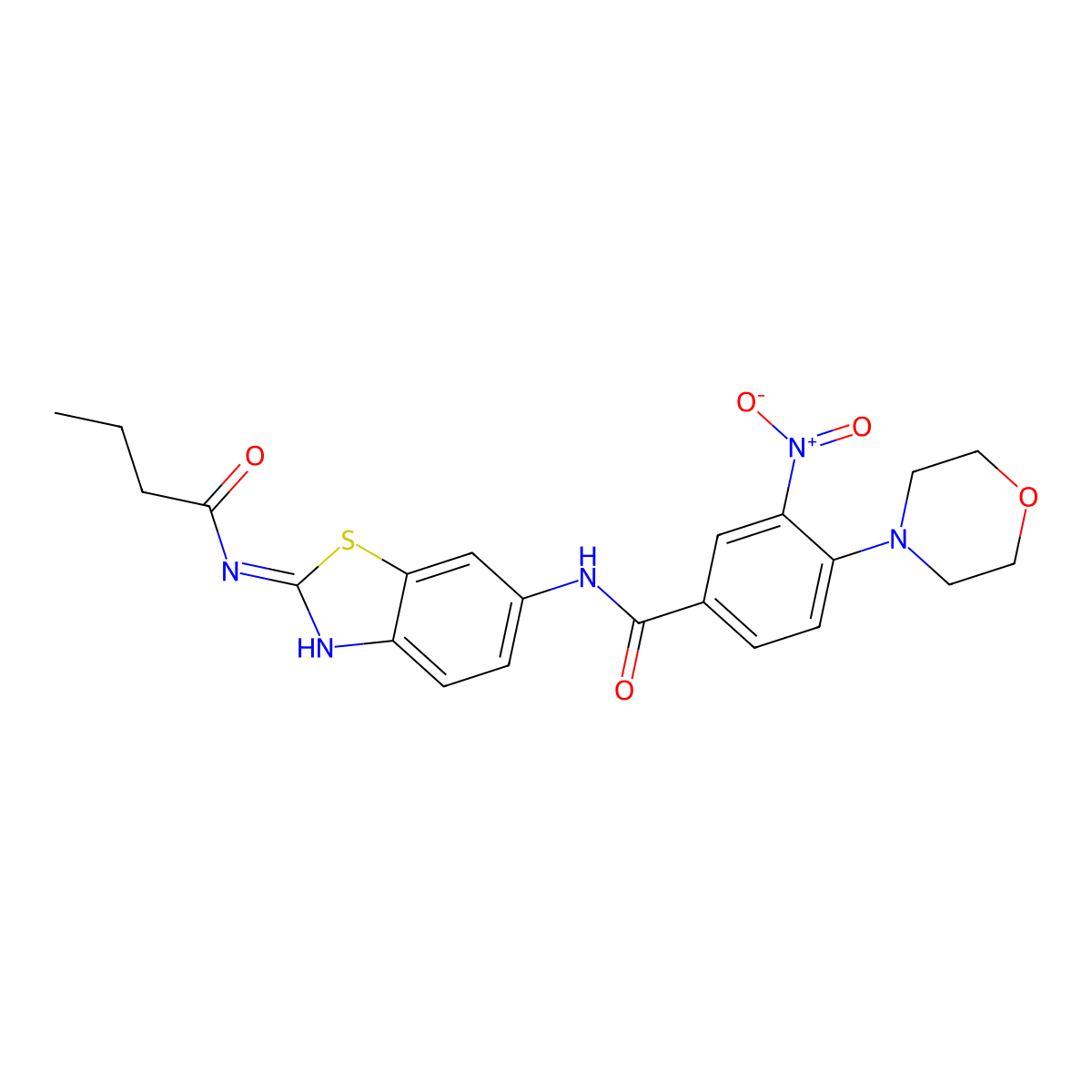 N-[2-(butanoylamino)-1,3-benzothiazol-6-yl]-4-morpholin-4-yl-3-nitrobenzamide molecular structure, CAS 833443-70-2