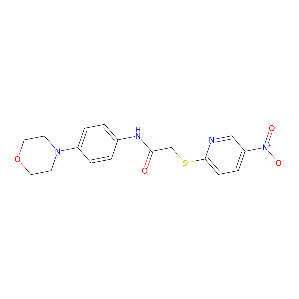 N-(4-morpholin-4-ylphenyl)-2-(5-nitropyridin-2-yl)sulfanylacetamide molecular structure, CAS 833444-19-2