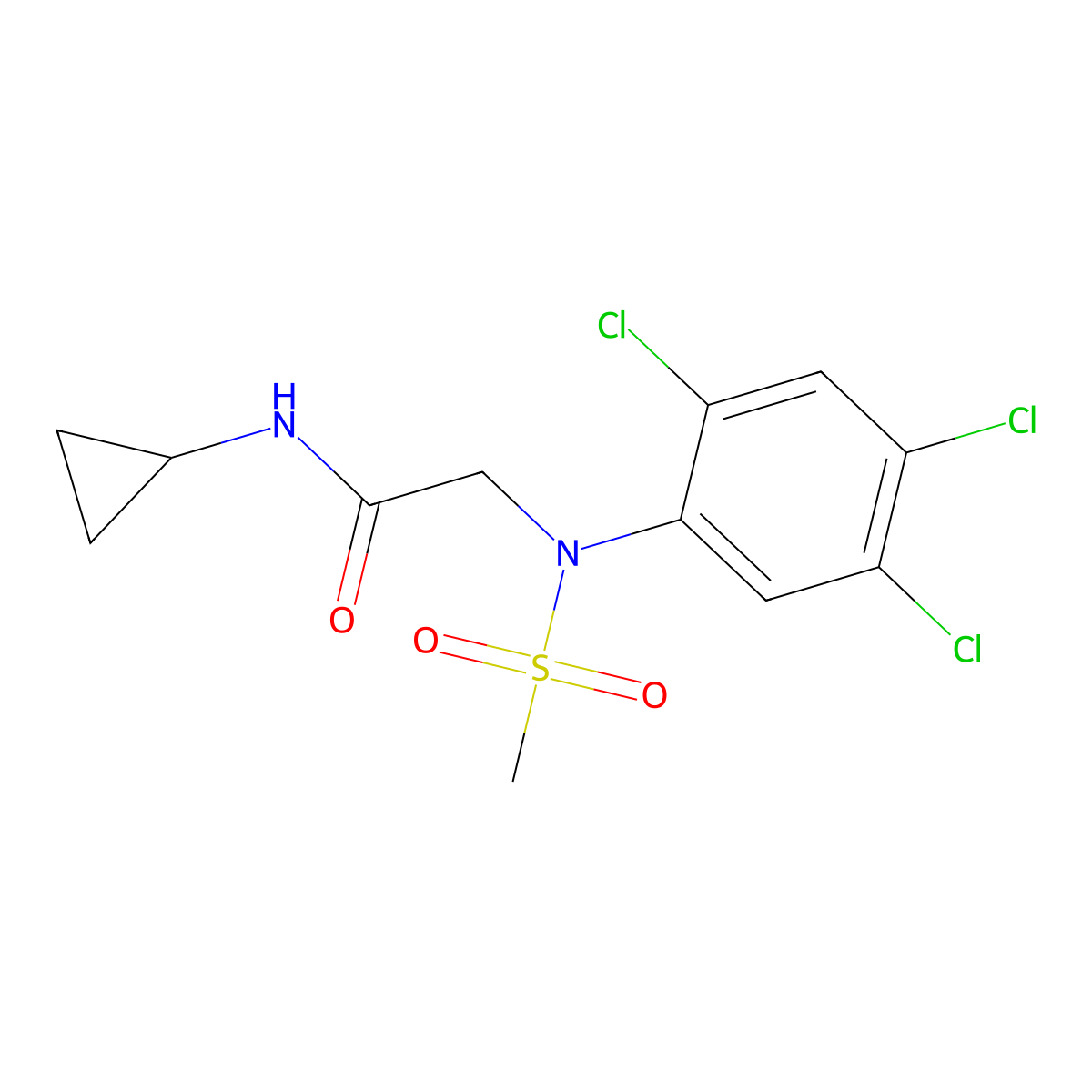 N-cyclopropyl-2-(2,4,5-trichloro-N-methylsulfonylanilino)acetamide molecular structure, CAS 833444-22-7