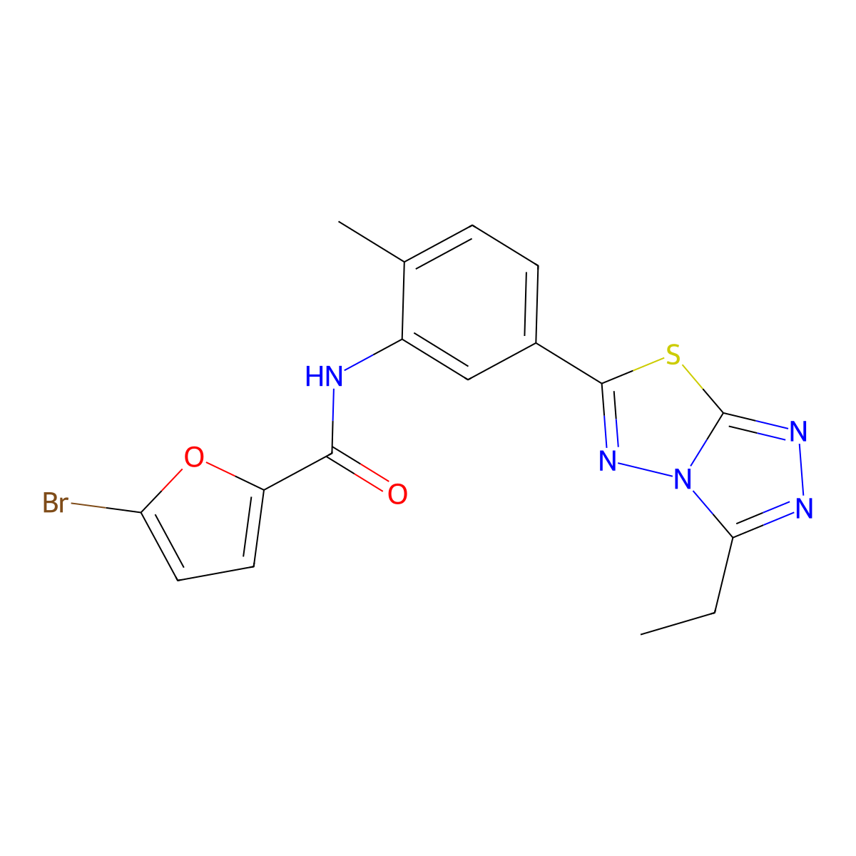 5-bromo-N-[5-(3-ethyl-[1,2,4]triazolo[3,4-b][1,3,4]thiadiazol-6-yl)-2-methylphenyl]furan-2-carboxamide molecular structure, CAS 833444-36-3
