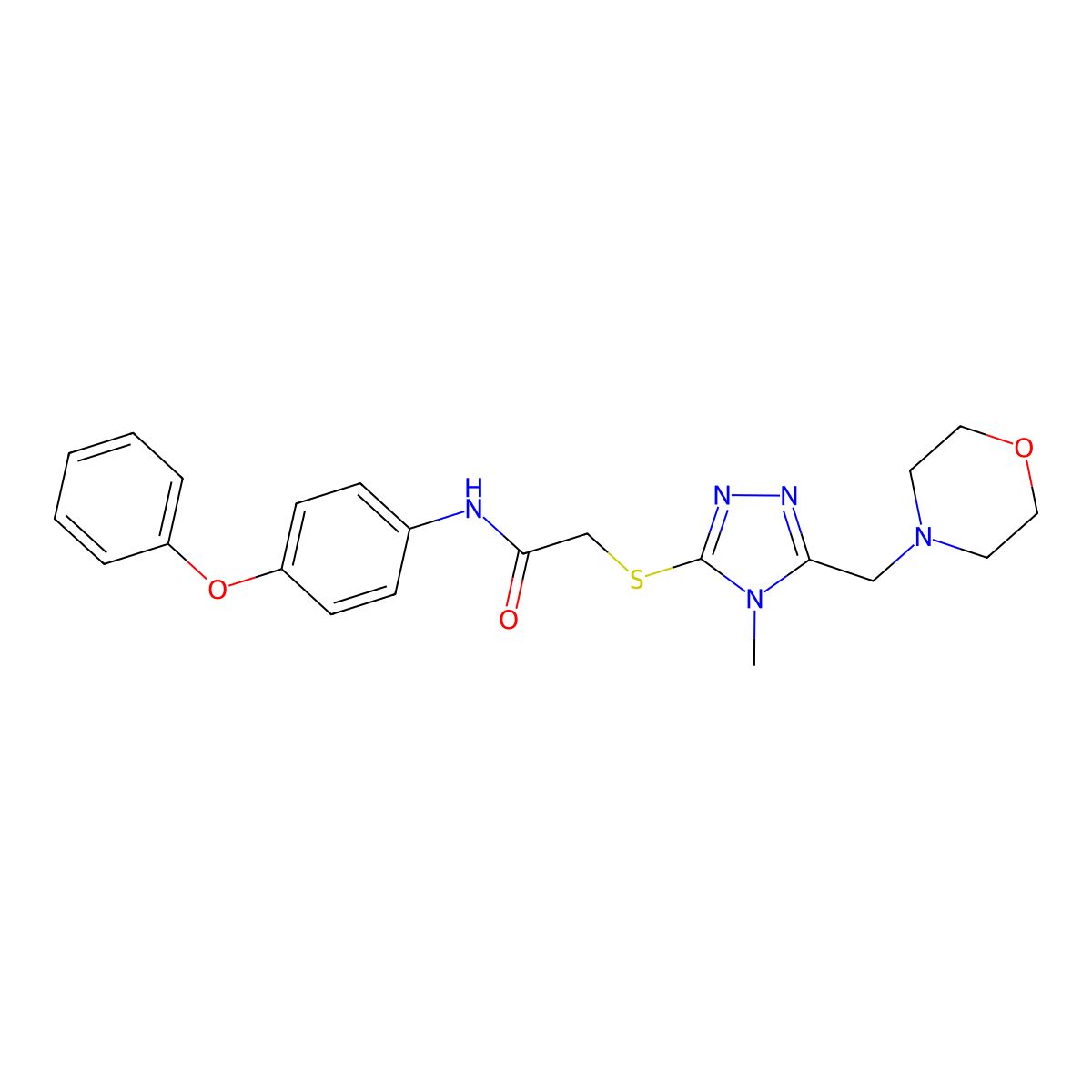 2-[[4-methyl-5-(morpholin-4-ylmethyl)-1,2,4-triazol-3-yl]sulfanyl]-N-(4-phenoxyphenyl)acetamide molecular structure, CAS 833444-55-6