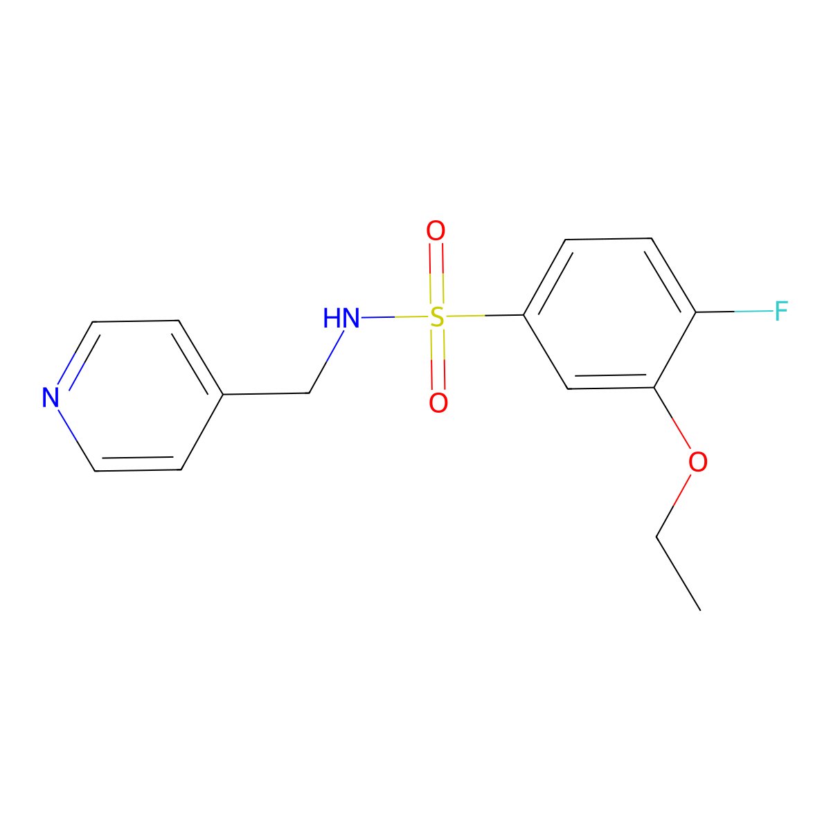 3-ethoxy-4-fluoro-N-(pyridin-4-ylmethyl)benzenesulfonamide molecular structure, CAS 833444-82-9