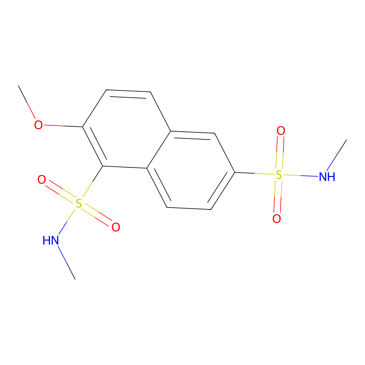 2-methoxy-N,N'-dimethylnaphthalene-1,6-disulfonamide molecular structure, CAS 833444-83-0