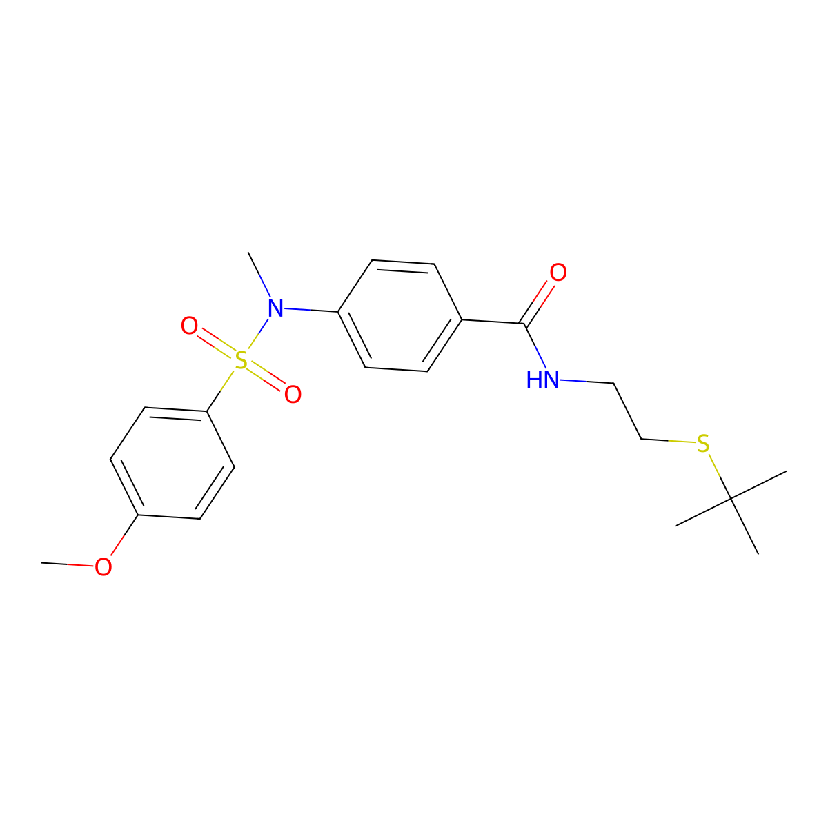 N-(2-tert-butylsulfanylethyl)-4-[(4-methoxyphenyl)sulfonyl-methylamino]benzamide molecular structure, CAS 833444-84-1