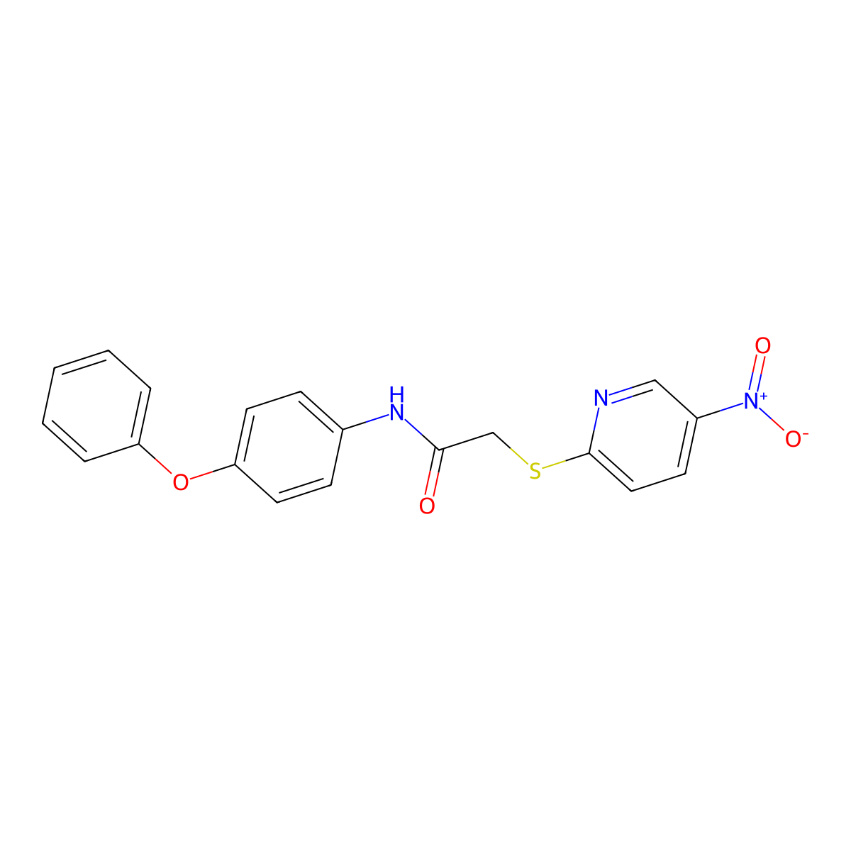 2-(5-nitropyridin-2-yl)sulfanyl-N-(4-phenoxyphenyl)acetamide molecular structure, CAS 833444-86-3