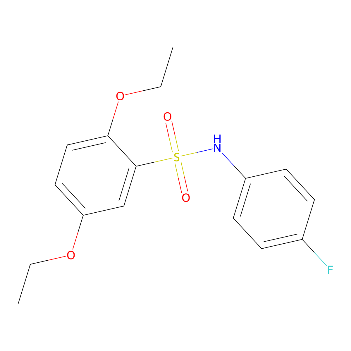 2,5-diethoxy-N-(4-fluorophenyl)benzenesulfonamide molecular structure, CAS 833445-28-6
