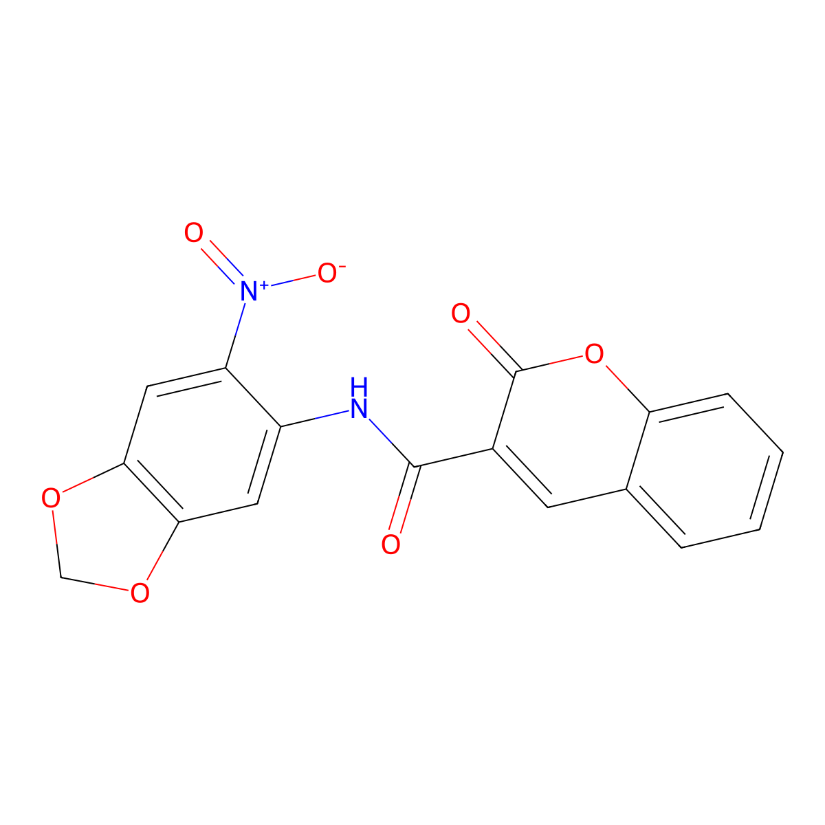 N-(6-nitro-1,3-benzodioxol-5-yl)-2-oxochromene-3-carboxamide molecular structure, CAS 833445-57-1