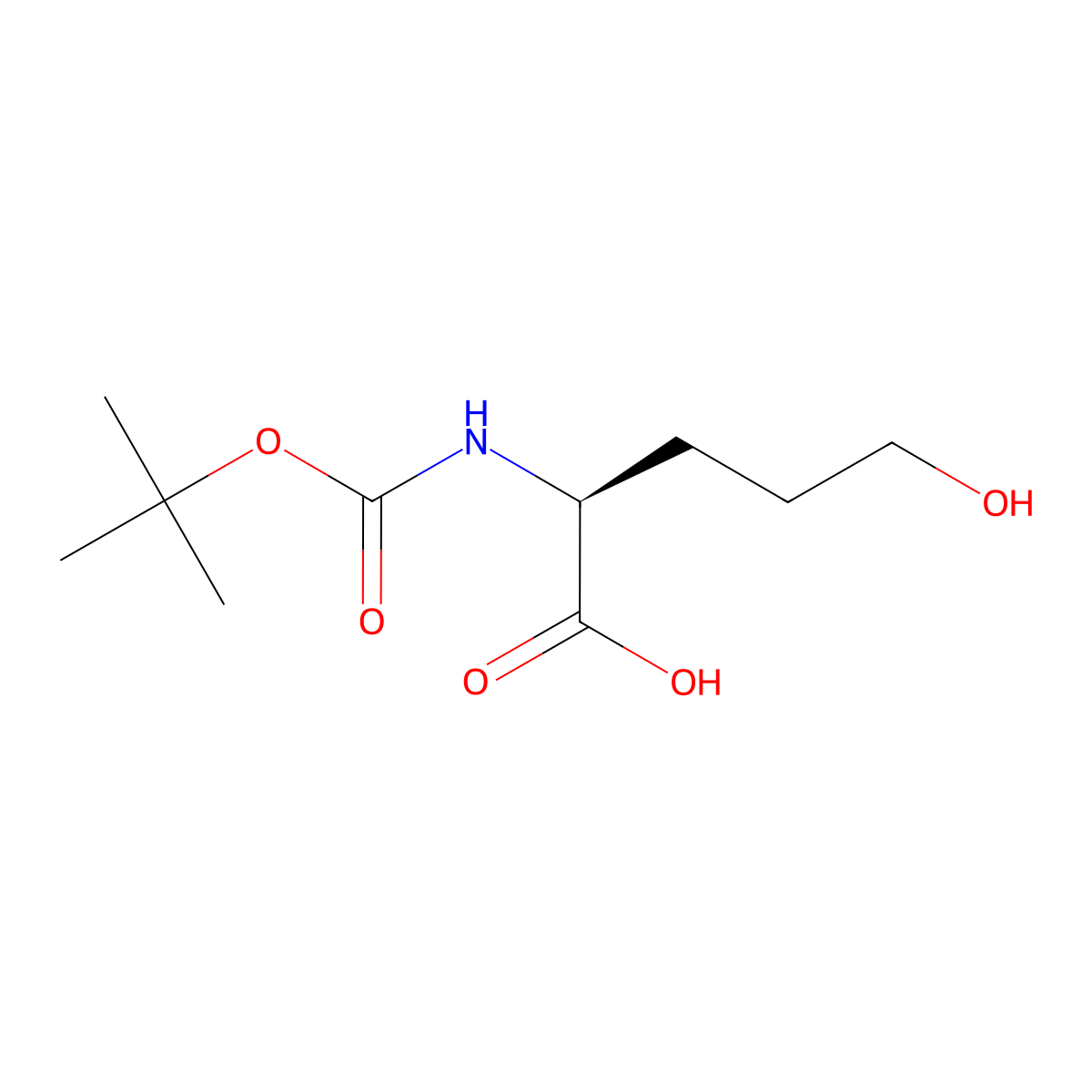 (S)-2-((tert-Butoxycarbonyl)amino)-5-hydroxypentanoic acid molecular structure, CAS 83345-45-3
