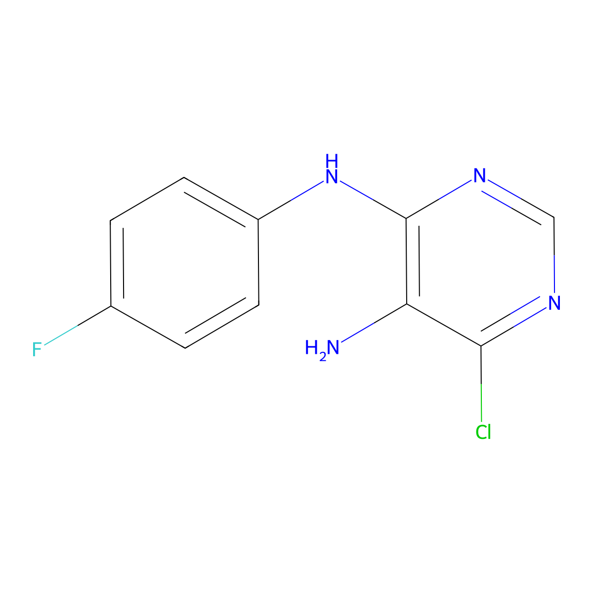 6-chloro-4-N-(4-fluorophenyl)pyrimidine-4,5-diamine molecular structure, CAS 833451-65-3