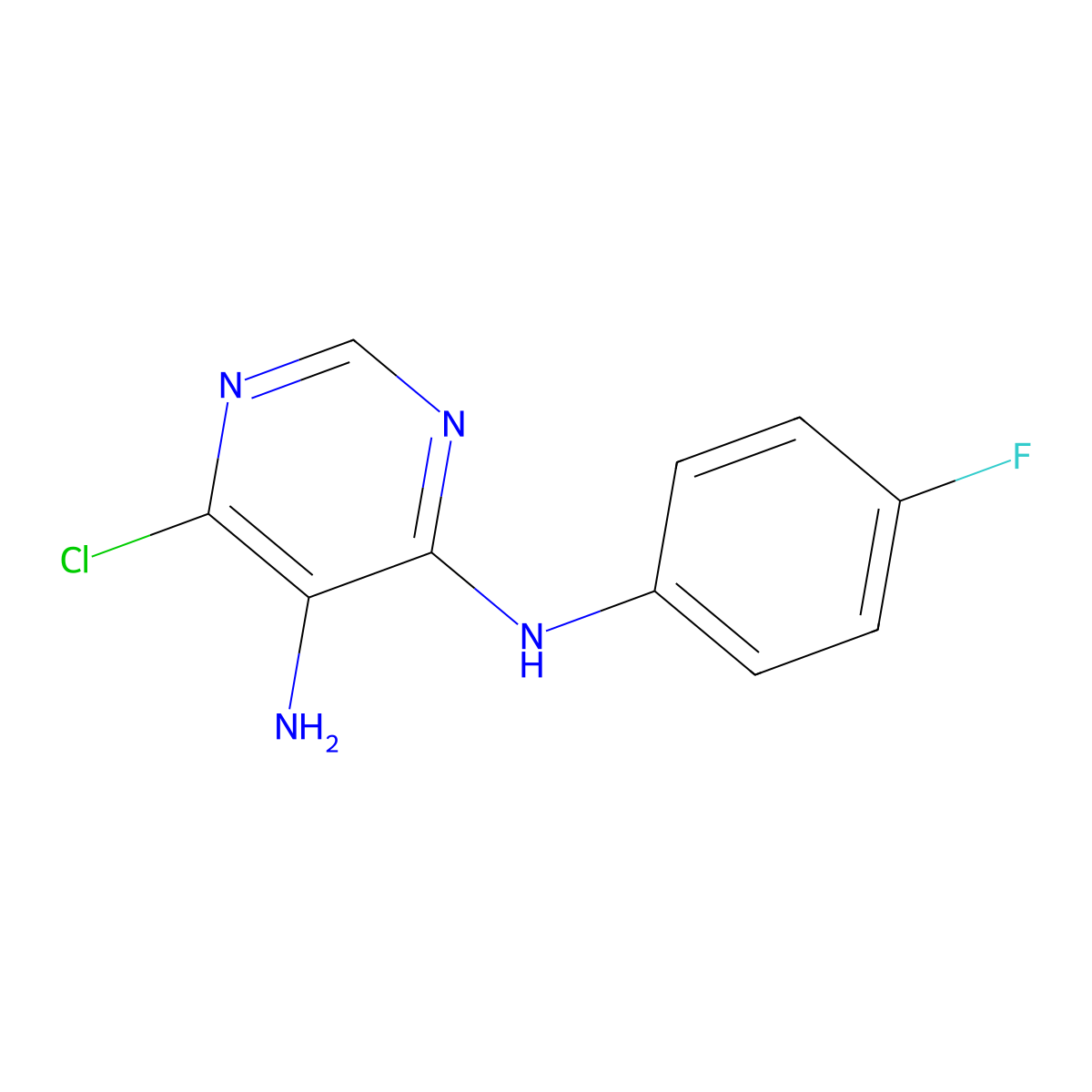 6-chloro-4-N-(4-fluorophenyl)pyrimidine-4,5-diamine molecular structure, CAS 833451-65-3
