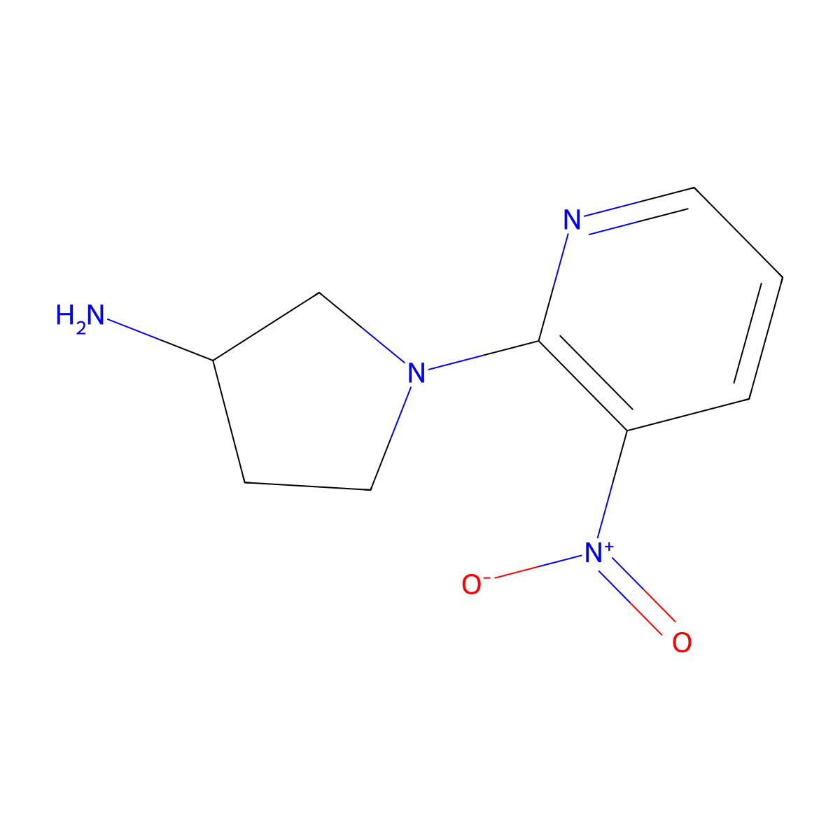 1-(3-Nitropyridin-2-yl)pyrrolidin-3-amine molecular structure, CAS 833452-33-8