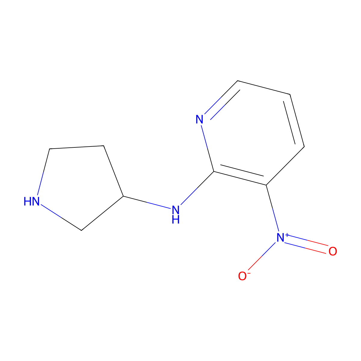 3-Nitro-N-(pyrrolidin-3-yl)pyridin-2-amine molecular structure, CAS 833452-34-9