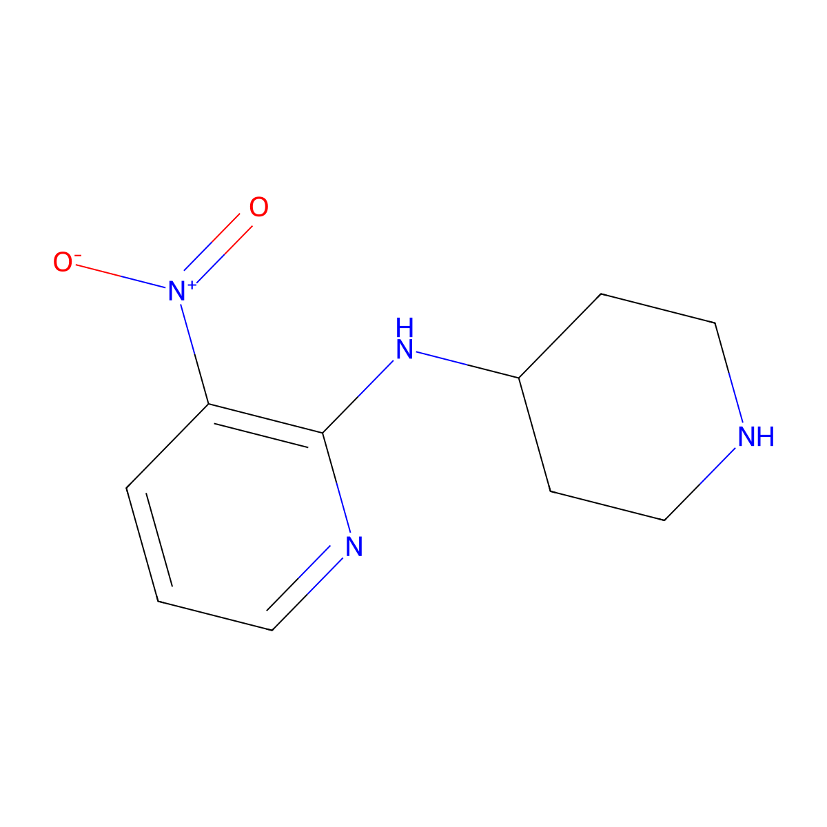 3-Nitro-N-(piperidin-4-yl)pyridin-2-amine molecular structure, CAS 833452-35-0