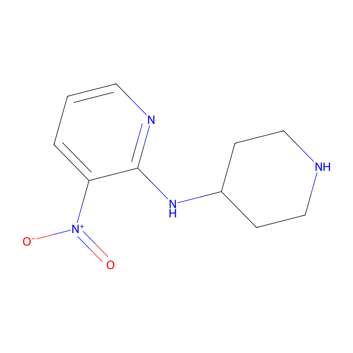 3-Nitro-N-(piperidin-4-yl)pyridin-2-amine molecular structure, CAS 833452-35-0
