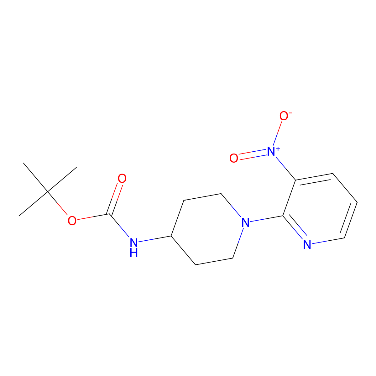 tert-Butyl (1-(3-nitropyridin-2-yl)piperidin-4-yl)carbamate molecular structure, CAS 833452-36-1