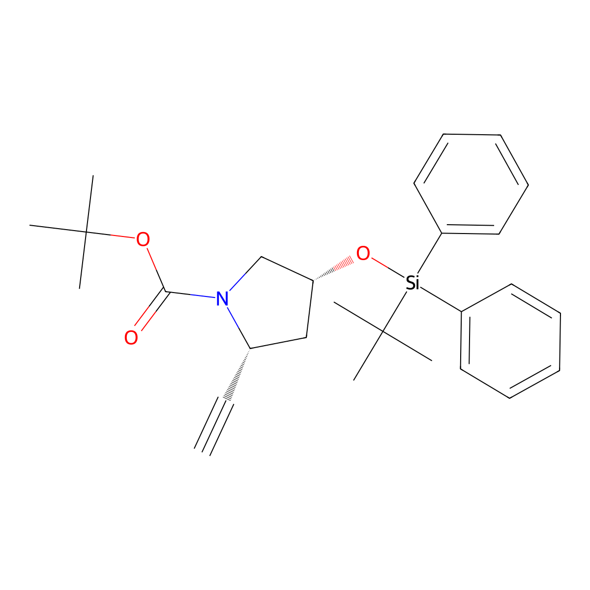 tert-Butyl (2R,4R)-4-((tert-butyldiphenylsilyl)oxy)-2-ethynylpyrrolidine-1-carboxylate molecular structure, CAS 833473-79-3