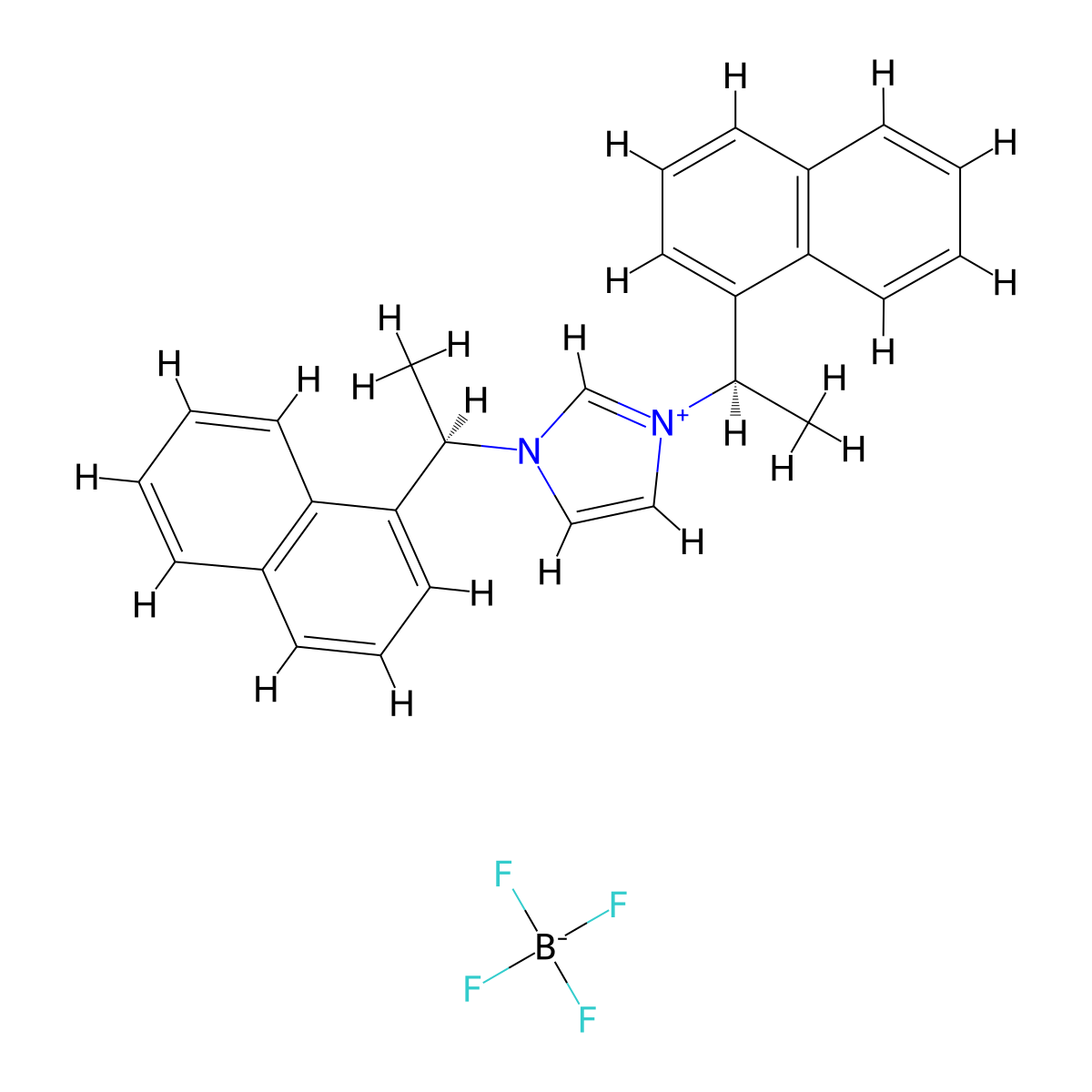1,3-Bis((R)-1-(naphthalen-1-yl)ethyl)-1H-imidazol-3-ium tetrafluoroborate molecular structure, CAS 833481-50-8