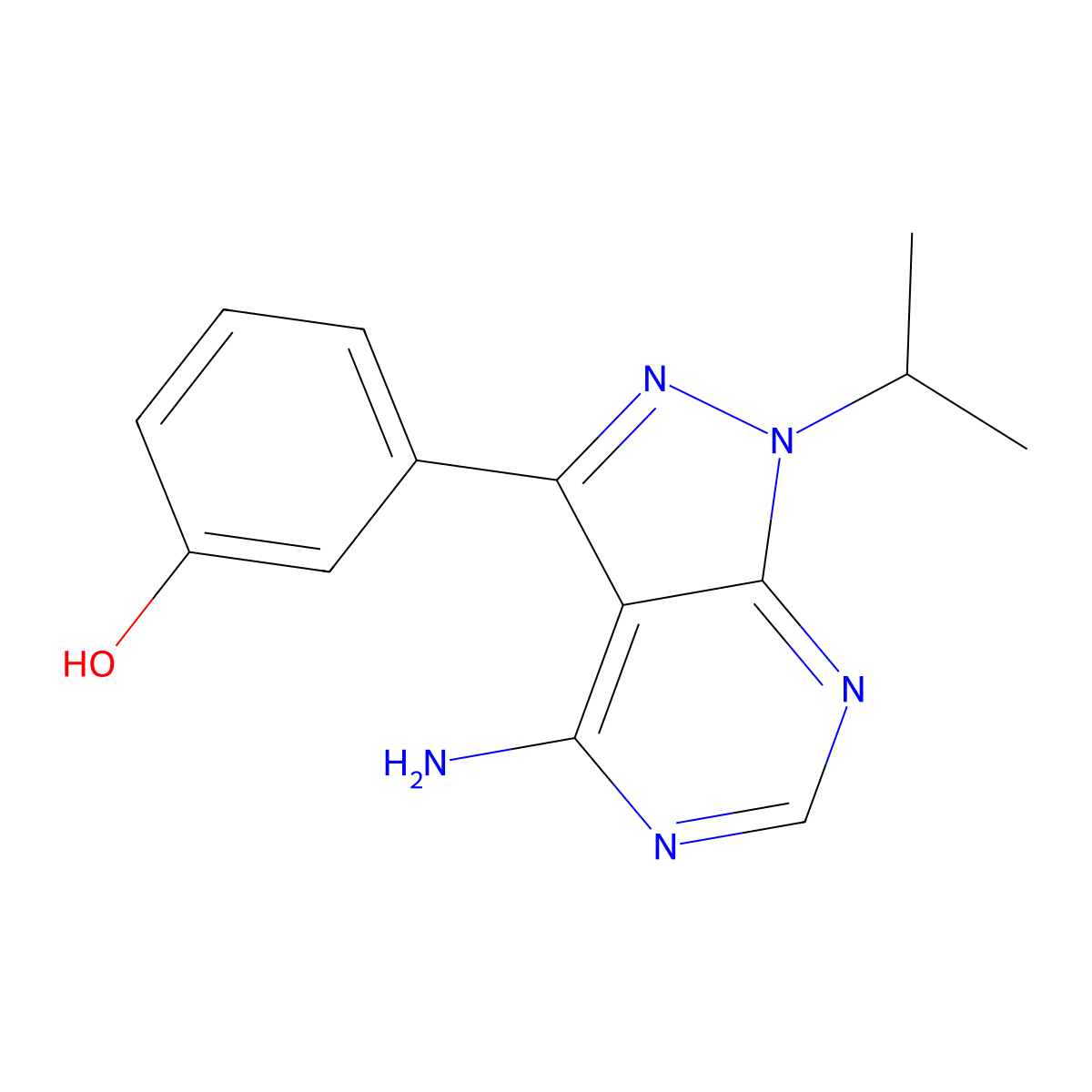 3-(4-Azanyl-1-propan-2-YL-pyrazolo(3,4-D)pyrimidin-3-YL)phenol molecular structure, CAS 833481-69-9