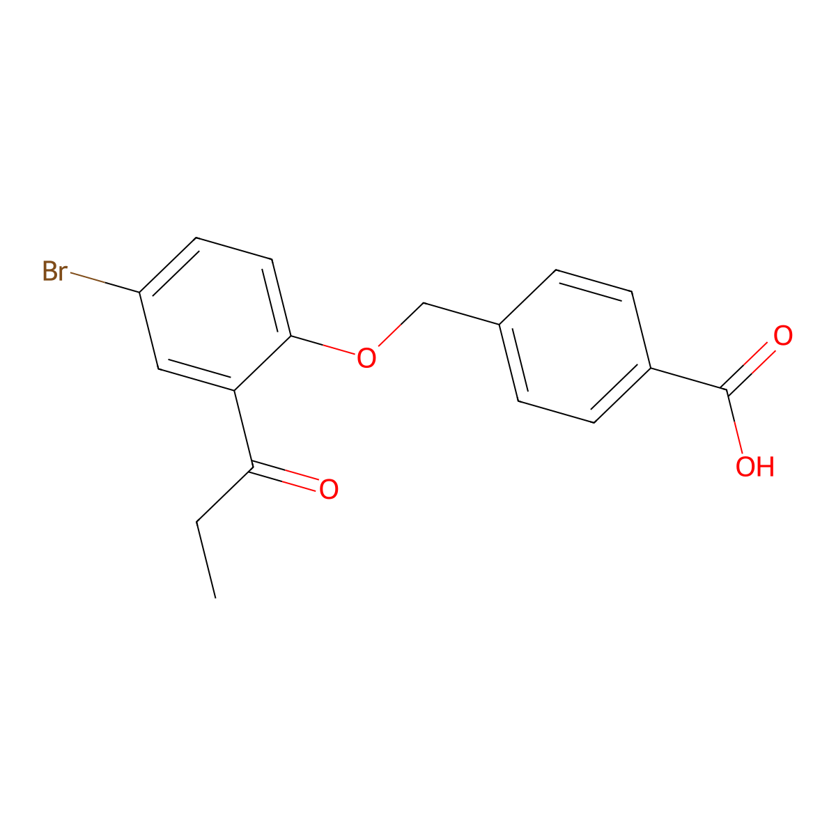 Benzoic acid, 4-[[4-bromo-2-(1-oxopropyl)phenoxy]methyl]- molecular structure, CAS 833484-86-9