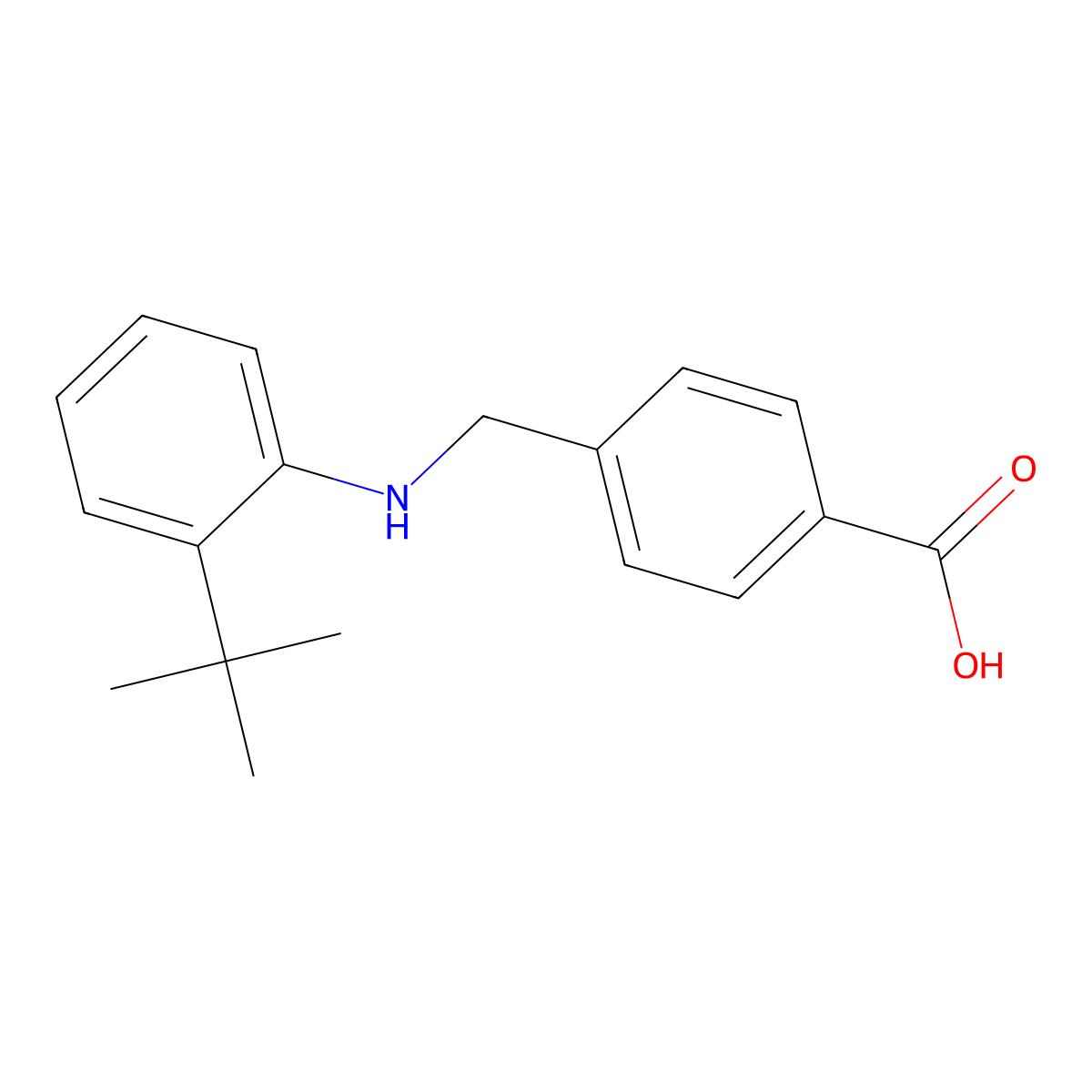 Benzoic acid, 4-[[[2-(1,1-dimethylethyl)phenyl]amino]methyl]- molecular structure, CAS 833484-97-2