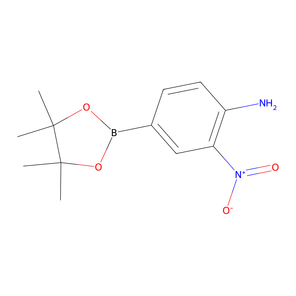 2-Nitro-4-(4,4,5,5-tetramethyl-1,3,2-dioxaborolan-2-yl)aniline molecular structure, CAS 833486-94-5
