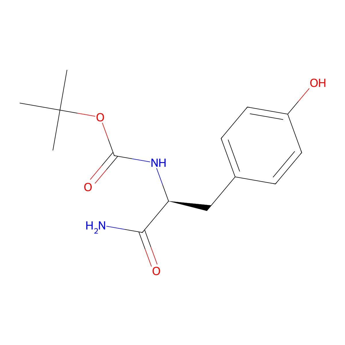 Tert-butyl N-[(1S)-1-carbamoyl-2-(4-hydroxyphenyl)ethyl]carbamate molecular structure, CAS 83351-75-1