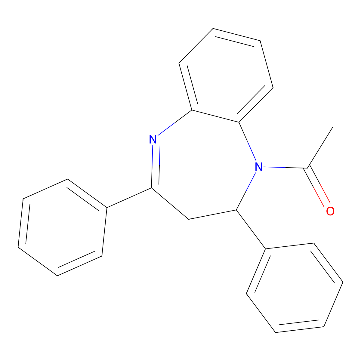 1H-1,5-Benzodiazepine, 1-acetyl-2,3-dihydro-2,4-diphenyl- molecular structure, CAS 83352-94-7