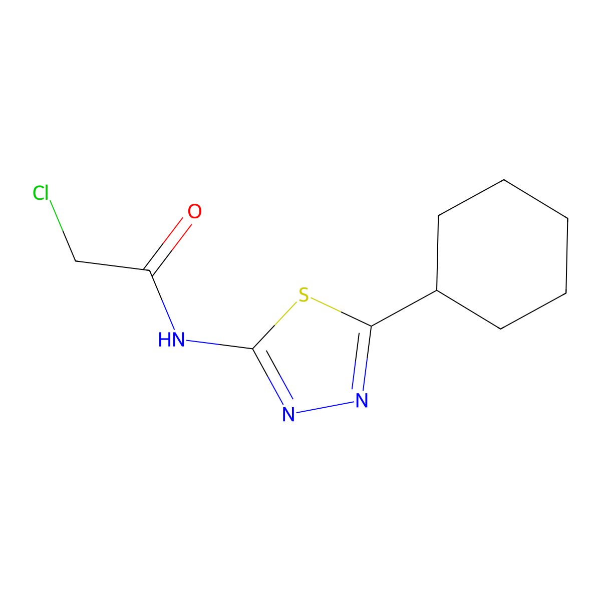 2-chloro-N-(5-cyclohexyl-1,3,4-thiadiazol-2-yl)acetamide molecular structure, CAS 83390-45-8
