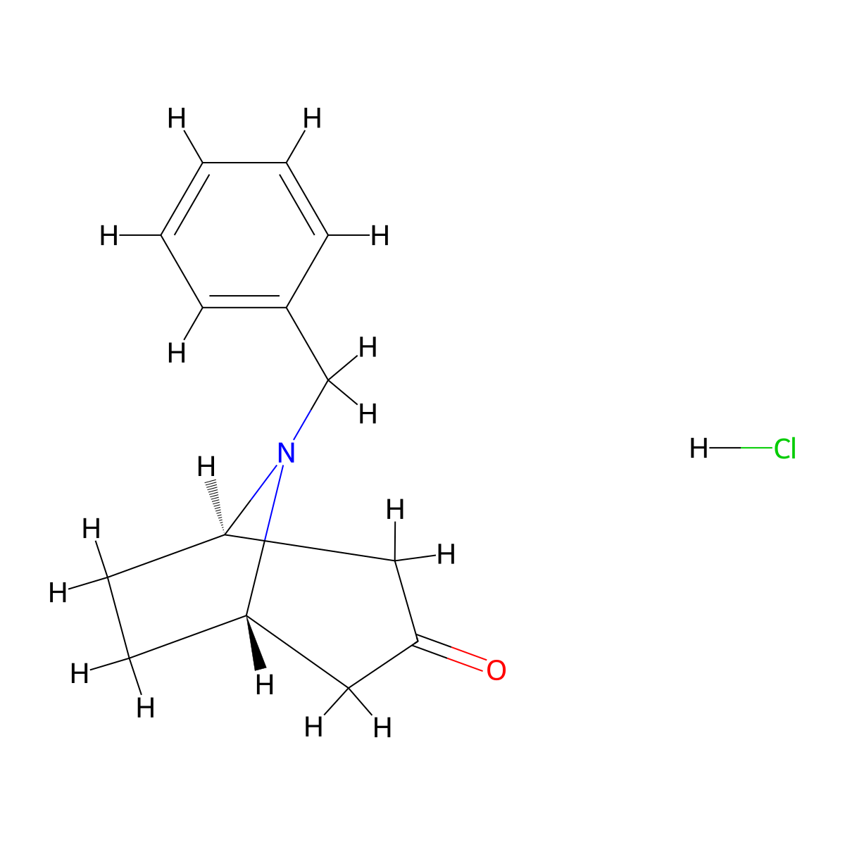 (1R,5S)-8-benzyl-8-azabicyclo[3.2.1]octan-3-one hydrochloride molecular structure, CAS 83393-23-1