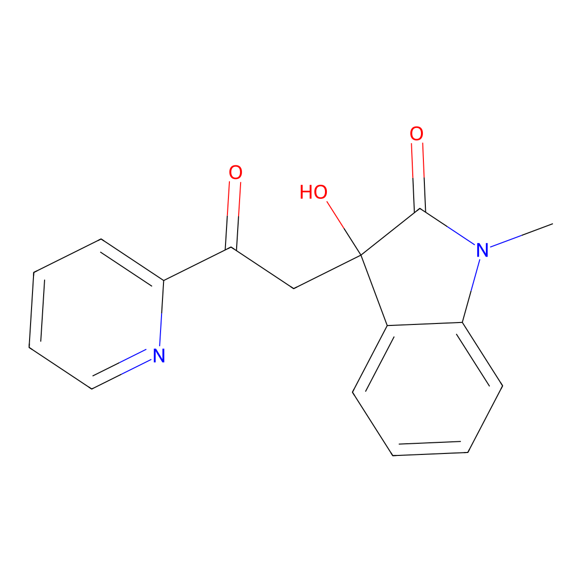 3-Hydroxy-1-methyl-3-(2-oxo-2-pyridin-2-ylethyl)indol-2-one molecular structure, CAS 83393-49-1