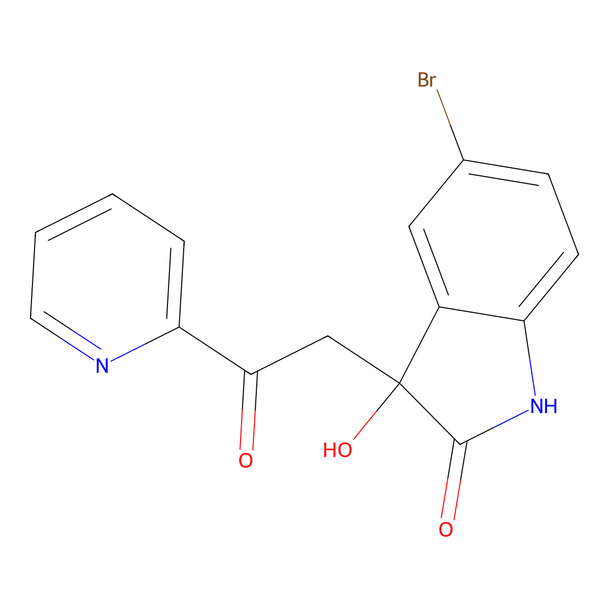 5-bromo-3-hydroxy-3-[2-oxo-2-(pyridin-2-yl)ethyl]-1,3-dihydro-2H-indol-2-one molecular structure, CAS 83393-50-4