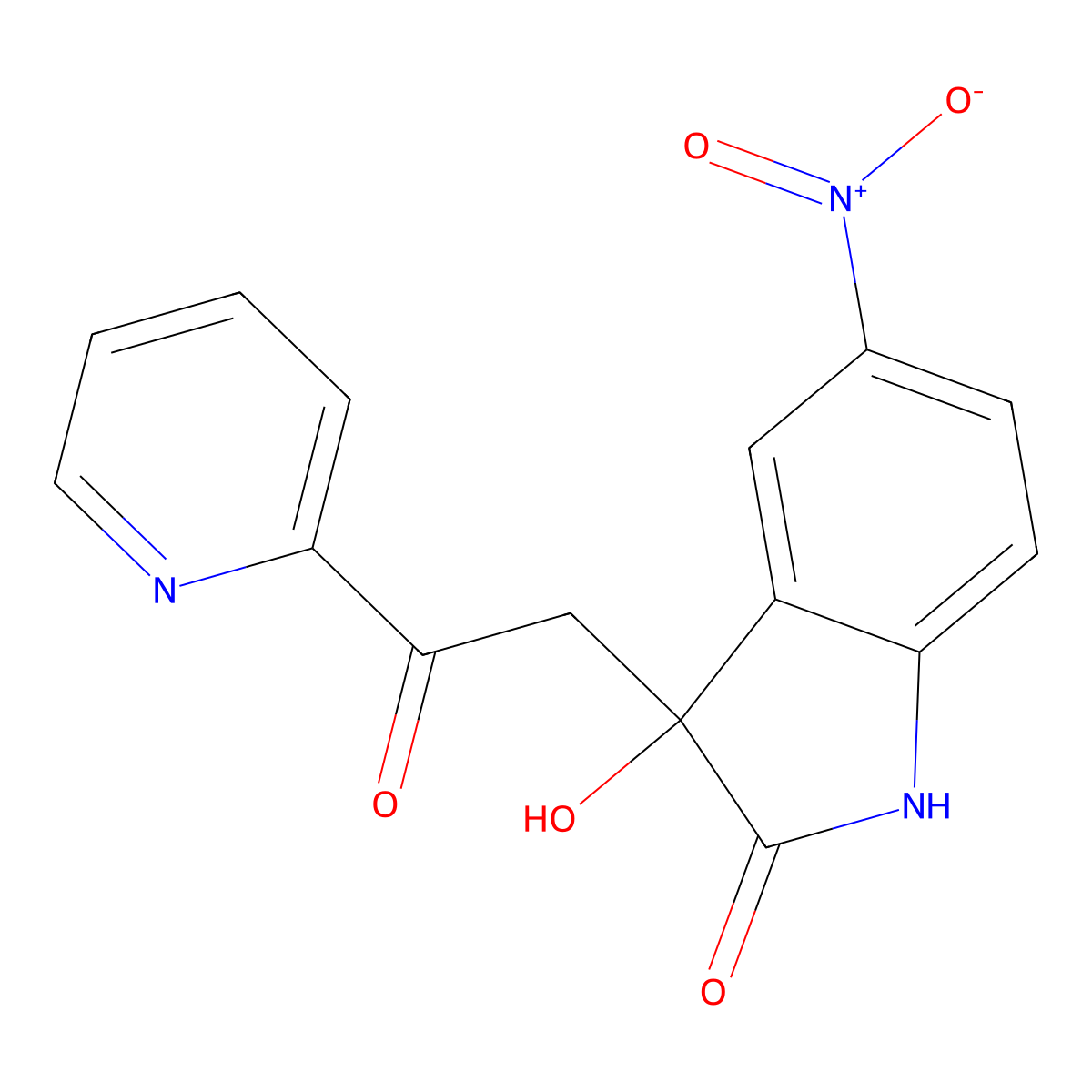 3-hydroxy-5-nitro-3-(2-oxo-2-pyridin-2-ylethyl)-1H-indol-2-one molecular structure, CAS 83393-51-5