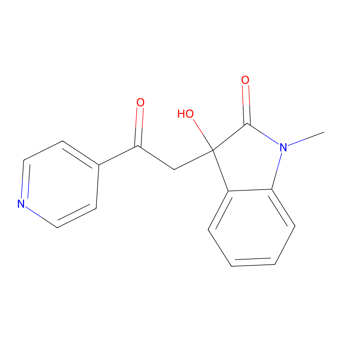 3-Hydroxy-1-methyl-3-(2-oxo-2-pyridin-4-ylethyl)indol-2-one molecular structure, CAS 83393-57-1